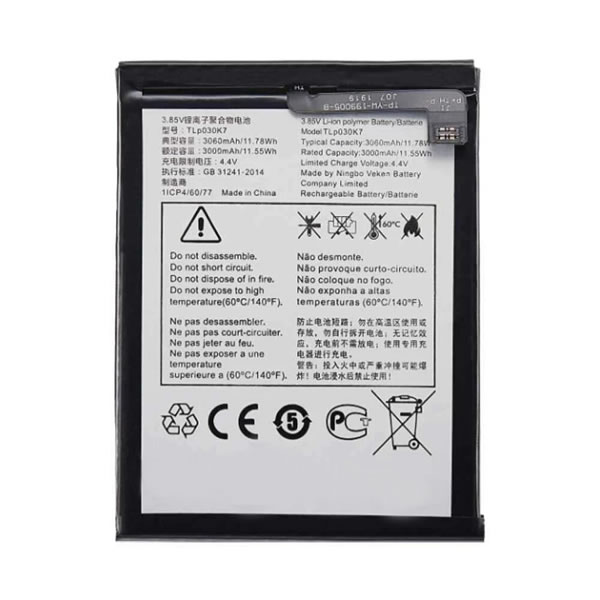 3.85V Replacement Battery TLP030K7 for Alcatel 1S 2019 5024 5024A 5024D 5024I 5024J 5024F 3000mAh (image for) 3.85V Replacement Battery TLP030K7 for Alcatel 1S 2019 5024 5024A 5024D 5024I 5024J 5024F 3000mAh