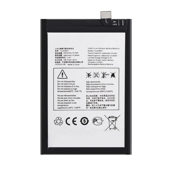 3.85V Replacement Battery TLp038C1 for Alcatel 7 6062W T-Mobile Revvl 2 Plus 6062Z Smartphone (image for) 3.85V Replacement Battery TLp038C1 for Alcatel 7 6062W T-Mobile Revvl 2 Plus 6062Z Smartphone