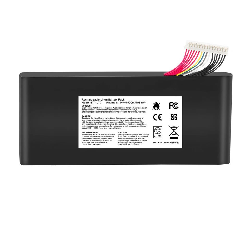 11.1V Replacement Battery for MSI BTY-L77 MS-1781 MS-1782 MS-1783 MS-1785 GT72 2QE-1813CN 6QD-007cn GT72S 6qf-064cn GT80 2qe-040cn 83Wh (image for) 11.1V Replacement Battery for MSI BTY-L77 MS-1781 MS-1782 MS-1783 MS-1785 GT72 2QE-1813CN 6QD-007cn GT72S 6qf-064cn GT80 2qe-040cn 83Wh